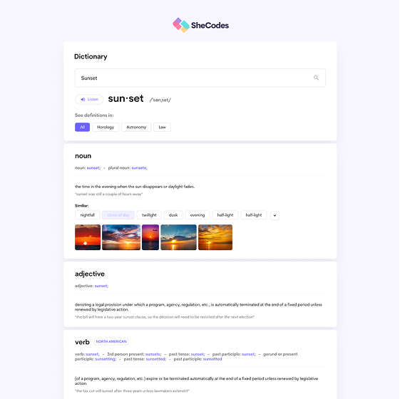 Dictionary app preview